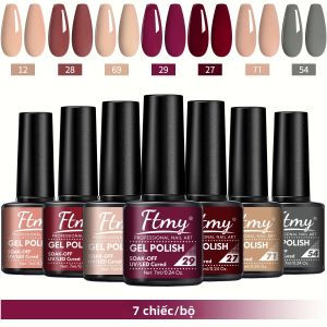 Bộ 7 Lọ Sơn Gel Móng Tay 7ml Màu Sắc Phổ Biến Tẩy Được Sử Dụng Đèn UV/LED Bán Vĩnh Cửu Bộ Dụng Cụ Làm Móng Tự Làm Cho Nghệ Thuật Móng