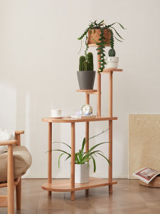 Customizable Beechwood Multi-level Plant Stand with Wheels