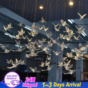 10Pcs Transparent Crystal Acrylic Flying Bird Christmas Tree Ornaments Pendant Birds Romantic Party Wedding Decoration