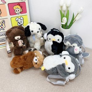 สีแดงแพนด้าตุ๊กตากระเป๋าเป้สะพายหลังน่ารัก ตุ๊กตา ผู้หญิง ค โรสบอดี ขนกระเป๋าสะพายนุ่มสําหรับตั้งแคมป์ท่องเที่ยวพรรคหญิงของขวัญวันเก