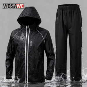 WOSAWE Motorcycle Raincoat Suits Men Women Waterproof Rain Jacket and Pant Reflective Hiking Motobike Riding Fishing Rainsuits