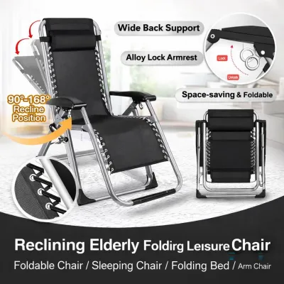 🇸🇬 (Alloy Lock) Reclining Elderly Folding Leisure Chair / Foldable Armchair / Foldable chair / Reclining Portable Folding Chair / Folding Reclining Chair / Arm Chair / Sleeping Chair / Folding Bed / Para Living