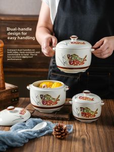 TINY HOME | korean soup pot Chinese Ceramic Steamer Pot for Home Use 2 Servings