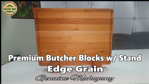 Butcher Block (Edge Grain) with Stand Genuine Mahogany Wood 1.5" x 10" x 14"