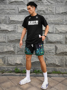 Mens Breathable Sports Shorts for Summer Forest Wolf Christmas Tree Basketball Loose Fit Polyester Fiber Lining