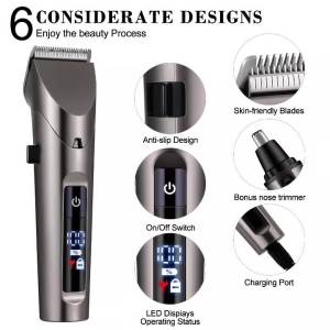 Hatteker | USB Rechargeable 2-in-1 Hair Trimmer And Nose Hair Clipper Ceramic Blade Waterproof Mens Facial Grooming Kit