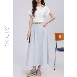 YOUXIANG | Chân Váy Xòe A-line Cao Waist Giấu Mông Thon Gọn Midi
