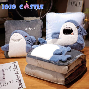 JOJO CASTLE Cute Cartoon Animal Shark 2 In 1 Pillow Quilt Soft Foldable Portable Blanket Pillow Plush Cushion Home Decor Gifts For Girl