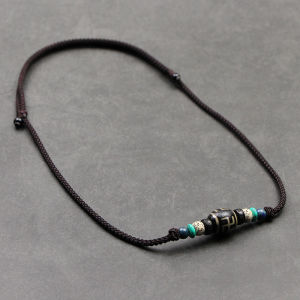 Dzi Bead Clavicle Chain Female Cross Wear Lanyard Original Design Couple Necklace Mens Short Chinese Ancient Style Artsy Sweater Chain