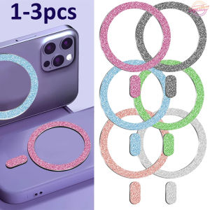 1-3PCS Colorful Glitter Magnetic Metal Ring Patch Shiny Metal Plate Sheet Sticker Support Wireless Charger for Samsung S23 Xiaomi