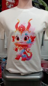 Kaos Pria 3 Dimensi Motif Naga Merah Ping Muda  Tshirt Oblong Katun 24s H0282 By Hans & Co