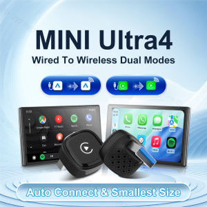 Mini Ultra 4 Wireless Android Auto Box CarPlay Adapter Wired To Wireless Dual Mode USB Plug and Play Car Play Dongle OTA Update