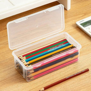 【On Sale】Pencil Storage Box Pen Organizer Storage Office Supplies Organizer Box Large Capacity Transparent Box for School
