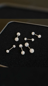 VEROMAN BIJOU+ Zircon Stud Earrings for Women – Simple Commuter Style INS Trend Feminine Niche Design High-End Daily Jewelry