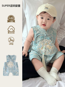 Thin Baby Summer Clothes Baby Master Clothes Western Style Chinese Style Tang Suit Baby Boy 100 Days Jumpsuit Summer