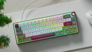 RK Royal Kludge R65 Keyboard Gaming Berkabel dengan Kenop Volume Keyboard Mekanik dengan Lampu Latar RGB 66 Tombol Gasket Hot Swappable Keyboard dengan Keycap PBT