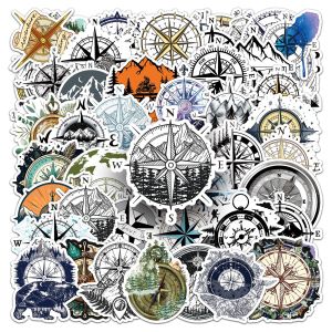 50-100PCS Compass Graffiti Stickers Outdoor Camping Waterproof Decals for Water Bottle Pencil Case Notebook Room Decor