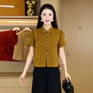 YOUFAN | Floral Print Loose Fit Stylish Vintage Chinese Blouse