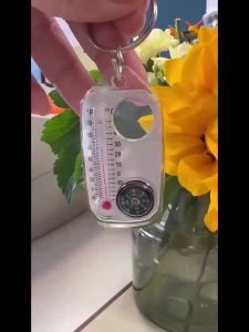 La Bàn Móc Khóa Mini 3 Trong 1 Với Nhiệt Kế Ngoài Trời Di Động Và Kính Lúp - Hộp Nhôm Thiết Yếu Cho Việc Cắm Trại Và Sinh Tồn