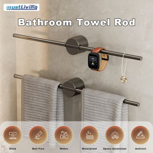 JustLiving 40/50/60cm Nordic Simple Towel Rack Towel Holder Brushed Gold Adjustable Towel Rod Aluminum Bathroom Towel Hanger Bath Hanging towel rack