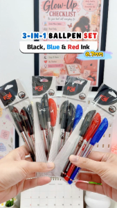 FCI Ballpen 3 Colors In Set Ballpen 3in1 Black Red Blue Writing ballpen 0.7mm Ballpen Tool For School Office Supplies