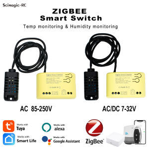 Zigbee Smart Temperature Humidity Sensor Switch Module Kits 1CH Relay 7-32V 85-250V Controller Work Tuya APP Alexa Google Home
