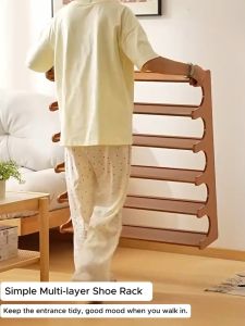 Multi-Layer Multi-Size Bamboo Storage Rack for Home Dormitories – Convenient and Compact Shoe Rack for Entryways