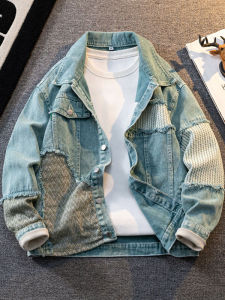 Áo khoác denim nam LIIEN NOOS thiết kế chắp vá dày dặn phong cách retro Mỹ