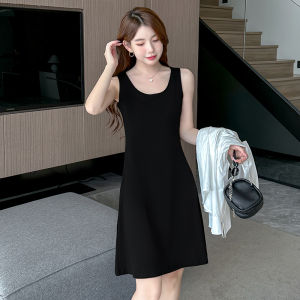Black Base Layer Dress Womens Spring Summer Outdoor New Sleeveless Slim Vest Inner Wear Strap Short Skirt Summer Dress