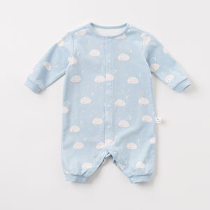 [Pure Cotton] Dave & Bella Baby Clothes Spring and Autumn Baby Baby Pure Cotton Cartoon Print Long Sleeves Jumpsuits