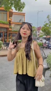 Áo 2 Dây Nữ IKAO STATION Áo Kiểu 2 dây Nhún Ngực Chất Cotton Thô Nữ Tính Nhiều Màu