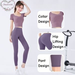 เสื้อกีฬารัดรูปสำหรับผู้ชายผู้หญิงสั้นฤดูร้อนพร้อมเสื้อแขนสั้นหน้าอกชุดวิ่งรัดรูปออกกำลังกายฟิตติ้ง