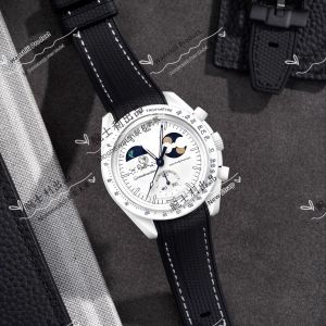 WANSHILI | Snoopy Patterned Watch Strap Moon Phase Design 1965 Style Snow White and Blue