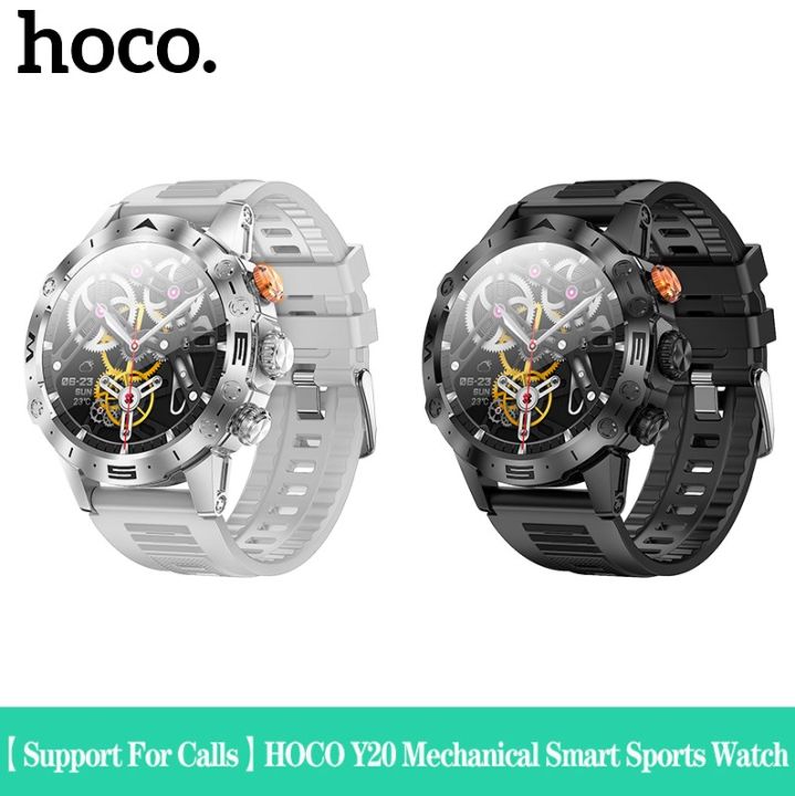 【รองรับการโทร】ของแท้ 100% HOCO Y20 นาฬิกาสปอร์ตอัจฉริยะ 1.53 นิ้วนาฬิกาผู้ชายIP67 กันน้ำBT 5.1 นาฬิกากลไกรองรับการตรวจจับอัตราการเต้นหัวใจ 22 ภาษานาฬิกาสปอร์ตฟิตเนสสำหรับAndroid Iosสมาร์ทโฟนทั้งหมดนาฬิกากีฬาสากล