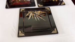 Dĩa sơn mài cao cấp Thanh Bình Lê cẩn trứng đẹp hàng xuất khẩu 30x30 cm