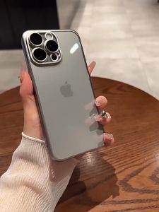 Ốp lưng điện thoai màu xám bạc PC cứng chống ố kèm lens cho 15promax 15 pro 15 plus 15 pro max MVSTORE