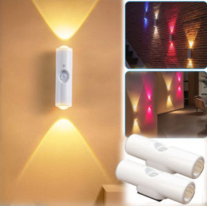 เซ็นเซอร์เคลื่อนไหวกลางคืนไฟ LED อัจฉริยะชาร์จไฟได้ชนิด C อเนกประสงค์ลดแสงได้7สีโคมไฟติดผนังแม่เหล็กมีกาวในตัว