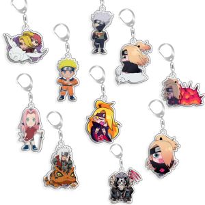 Bandai | For Naruto Deidara Sasori Kurama Shukaku Uchiha Itachi Shukaku Acrylic Selfmade Cartoon Anime Keychain Pendant Toy Gift 5cm