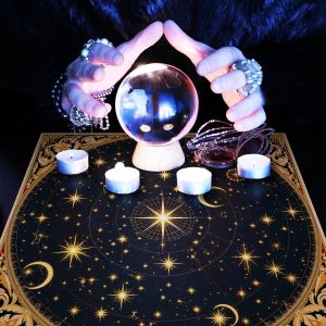 【Star Geometry】Tarot Tablecloth Medieval Style Meditation & Divination Tablecloth Durable & Washable