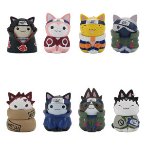 Bandai | Anime 8PCS Naruto Kakashi Uchiha Itachi Gaara Figure Toys Cute Mini Q Version Action Dolls Pvc Model Ornament Birthday Gifts Hot
