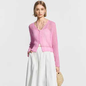 BEIQIANI | Bohemian V-Neck Drawstring Fitted Knit Top for Summer