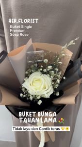 HER.FLORIST Single Premium Soap & Dried Flower Bouquet / Buket Bunga Sabun dan Bunga Kering Hadiah