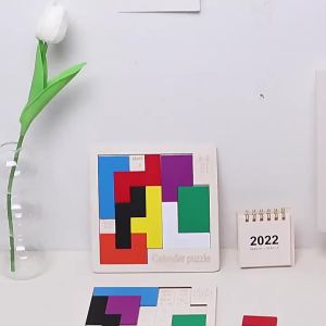 Daily Calendar Puzzle Wooden Puzzle Early Education Toy Tangram Jigsaw Intelligence Colorful Russian Montessori Building Blocks