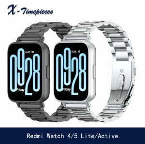 Stainless Steel Watchband For Redmi Watch 5 4 3 2 Active Lite Bracelet Metal Replacement Strap For Xiaomi Band 9 8 pro Adjustable Length for Women Men Breathable Waterproof Sport Business