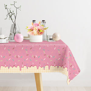 Pink Donut Disposable Tablecloth Doughnut Table Cover Girls 1st Birthday Party Decor Kids Wedding Birthday Supplies Baby Shower