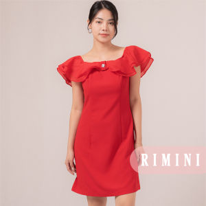 RIMINI - Dress Cewe Pesta Mini Sabrina Ruffle Chrismast XS-XL- Aphrodita Dress 85846