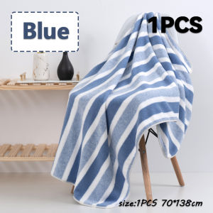 70*138CM Coral Velvet Bath Towel Soft Comfortable Large Absorbent Striped Travel Bathrobe Sports SPA Bath Blanket  Supplies
