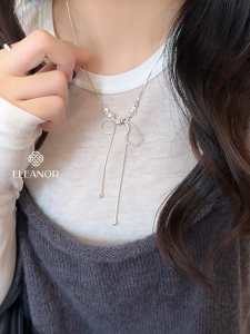 Dây chuyền nữ Eleanor Accessories vòng cổ mặt nơ đính ngọc trai nhân tạo phụ kiện trang sức 10039