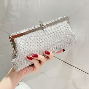 กระเป๋าถือผู้หญิงประดับเพชร กระเป๋าแฟชั่นสุภาพสตรี กระเป๋าแฟชั่นสำหรับงานเลี้ยง กระเป๋าสะพายไหล่แบบพกพา กระเป๋าถือแบบหนังสังเคราะห์