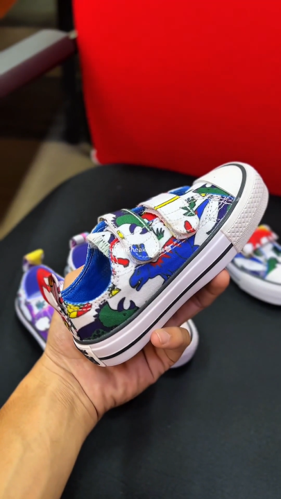 SEPATU SNEAKERS ANAK CONVERSE VELCRO DINO WHITE MULTI 21-35